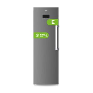 Congelador vertical Aspes, No Frost. Capacidad 274L, Clase E. Dimensiones: 185cm 60cm 66cm. Color Inox, Control con Display. Motor Inverter.