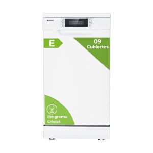 Lavavajillas Aspes 9sets E 84,5cm 44,8cm 61cm Blanco Display 2B 7P Sec.Residual Media Carga