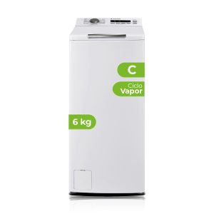 Lavadora C.Superior Aspes 6kg 1200rpm C 87,5cm 40cm 61cm Blanco Display Vapor Mi Ciclo