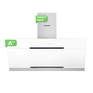 Campana Inclinada Aspes A++114cm 89,7cm 40,3cm Cristal blanco Táctil LED 600m3/h 60dB Booster