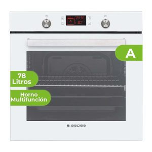 Horno Multifunción Aspes 78L A 59,5cm 59,5cm 57,5cm Cristal blanco Display táctil 10P Cortina aire