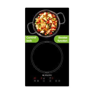 Placa de Inducción Aspes 30 cm 2 zonas con Cristal negro Slider táctil Booster