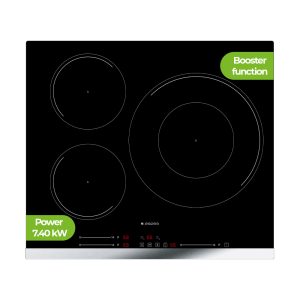 Placa Inducción Aspes 7400W 6cm 59cm 52cm Cristal negro Slider 3Z Doble Corona Booster Stop&Go