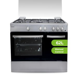 Cocina Aspes Gas 80cm 89,8cm 60,1cm Inox Manual 5Q Wok 55L 2P KitGas T.Cristal PortaBom.