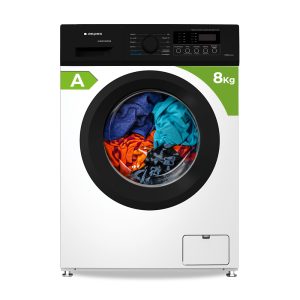 Lavadora Aspes,Capacidad 8kg 1200rpm, Clase A. Dimensiones: 85cm 59,5cm 48cm. Color Blanco, Control con Display. Motor Inverter. Programas: Vapor.