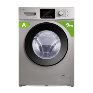 Lavadora Aspes,Capacidad 9kg 1400rpm, Clase A. Dimensiones: 85cm 59,5cm 56cm. Color Inox, Control con Display. Motor Inverter. Programas: Vapor Antialérgico.