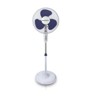 "Ventilador Pie Aspes 16"" 40W Blanco y azul Electrónico Mando 3V Temporizador Oscilación Multip."