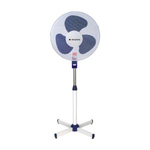 "Ventilador Pie Aspes 16"" 40W Blanco y azul Manual 3V Oscilación Multiposición"