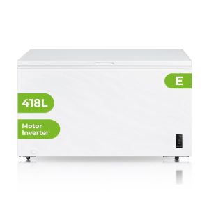 Congelador horizontal Aspes, Dual Cooling. Capacidad 418 L, Clase E. Dimensiones: 82,5cm 141,6cm 75cm. Color Blanco, Control con Display. Motor Inverter. 2 Cestas.