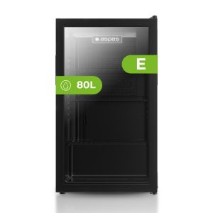 Refrigerador Horeca Aspes, Cíclico. Capacidad 80 L, Clase E. Dimensiones: 84,5cm 47,4cm 43,7cm. Color Negro, Control Manual.