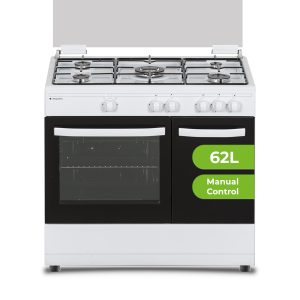 Cocina Aspes Gas 80cm 89,8cm 60,1cm Blanco Manual 5Q Wok 55L 2P KitGas T.Cristal PortaBom.