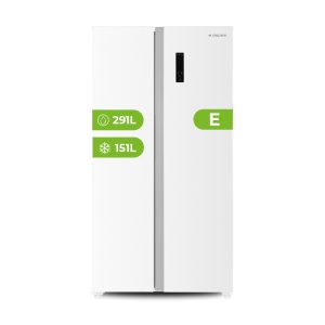 Frigorífico Americano Aspes, No Frost. Clase E. Dimensiones: 177cm 90cm 59cm. Color Blanco, Control con Display táctil. Motor Inverter.