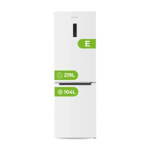 Frigorífico Combi Aspes, No Frost. Clase E. Dimensiones: 184cm 60cm 66,5cm. Color Blanco, Control con Display táctil, Doble cajón, Cajón Fresh