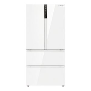 Frigorífico French Door Aspes, No Frost. Capacidad 510 L, Clase E. Dimensiones: 183cm 83,6cm 69,3cm. Color Cristal blanco, Control con Display táctil. Motor Inverter.